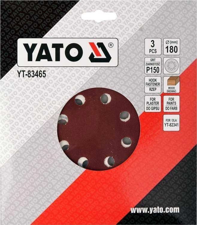 Toya Sa Poland Šlifavimo popierius {velcro) apvalus | su skylėm | 180 mm / P150 | 3 vnt. (YT-83465)