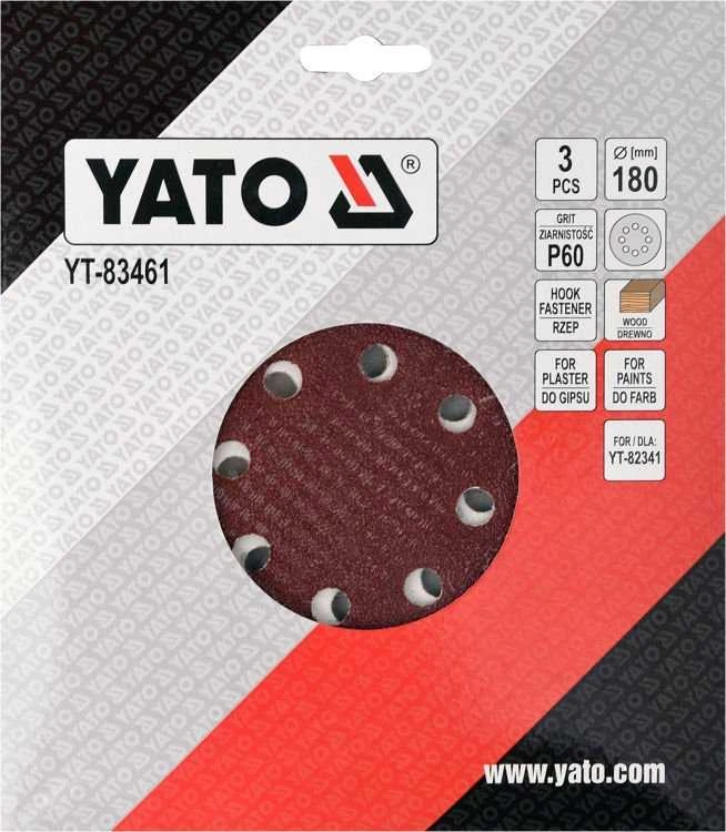 Toya Sa Poland Šlifavimo popierius {velcro) apvalus | su skylėm | 180 mm / P60 | 3 vnt. (YT-83461)