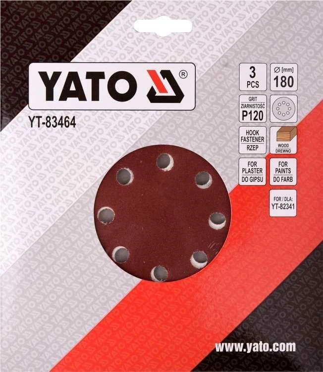 Toya Sa Poland Šlifavimo popierius {velcro) apvalus | su skylėm | 180 mm / P120 | 3 vnt. (YT-83464)
