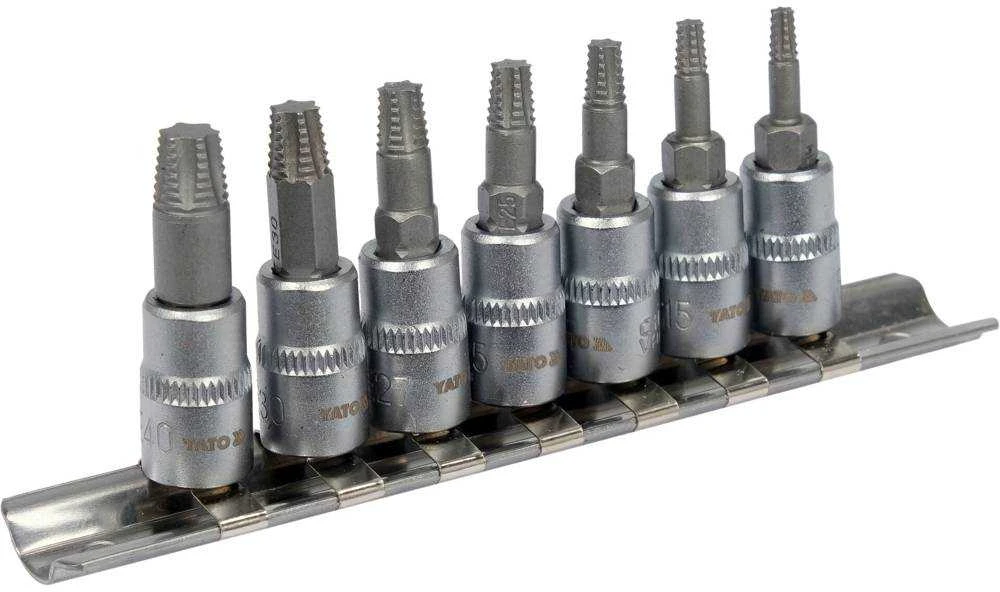 Toya Sa Poland Sraigtiniai ištraukikliai | 6,3 mm (1/4") / 10 mm (3/8") | pažeistam T-Star (Torx) T10 - T40 | 7 vnt. (YT-04581) (Pažeista pakuotė)