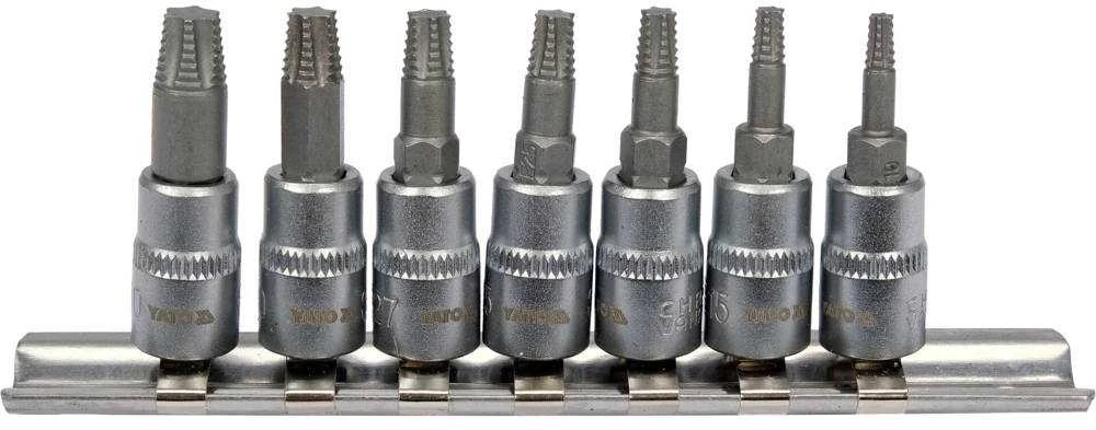 Toya Sa Poland Sraigtiniai ištraukikliai | 6,3 mm (1/4") / 10 mm (3/8") | pažeistam T-Star (Torx) T10 - T40 | 7 vnt. (YT-04581) (Pažeista pakuotė)