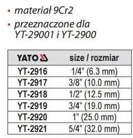 YATO GALVUTĖ DO GWINTOWANIA RUR 5/4" (1-1/4") 2921