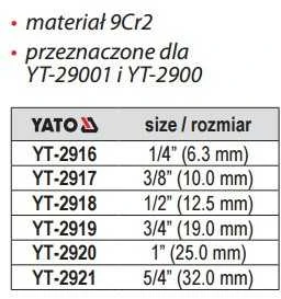 YATO GALVUTĖ DO GWINTOWANIA RUR 1/2" 2918