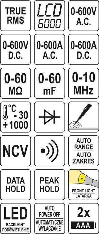 YATO srovės matavimo replės TRUE RMS AC / DC 600A