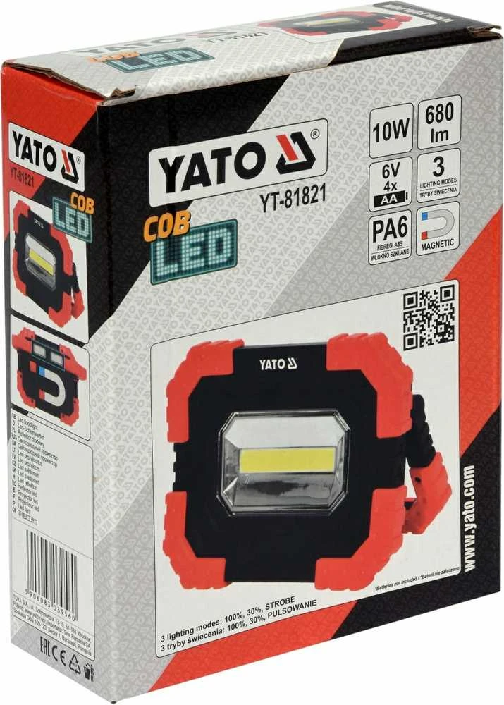 YATO LED PRIEKINIS ŽIBINTAS. Nešiojamas 10W COB 680LM