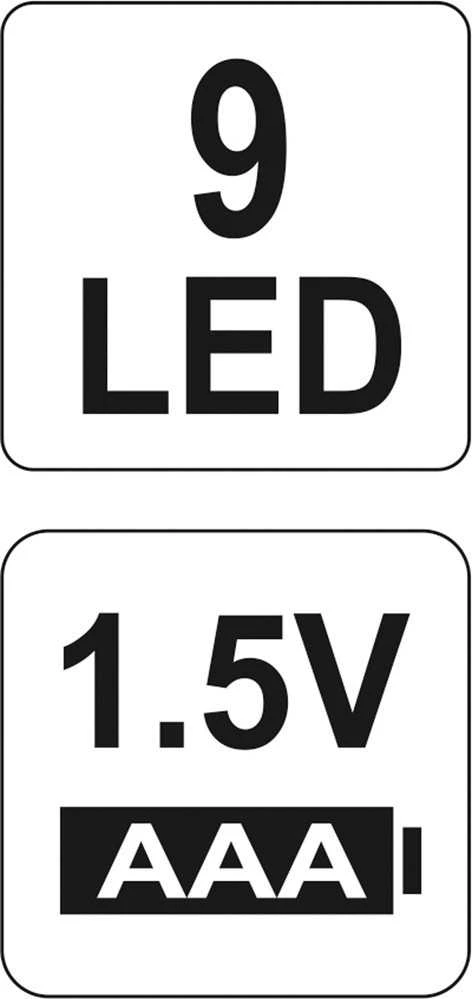 YATO LATARKA aliumininės 9-LED Juoda