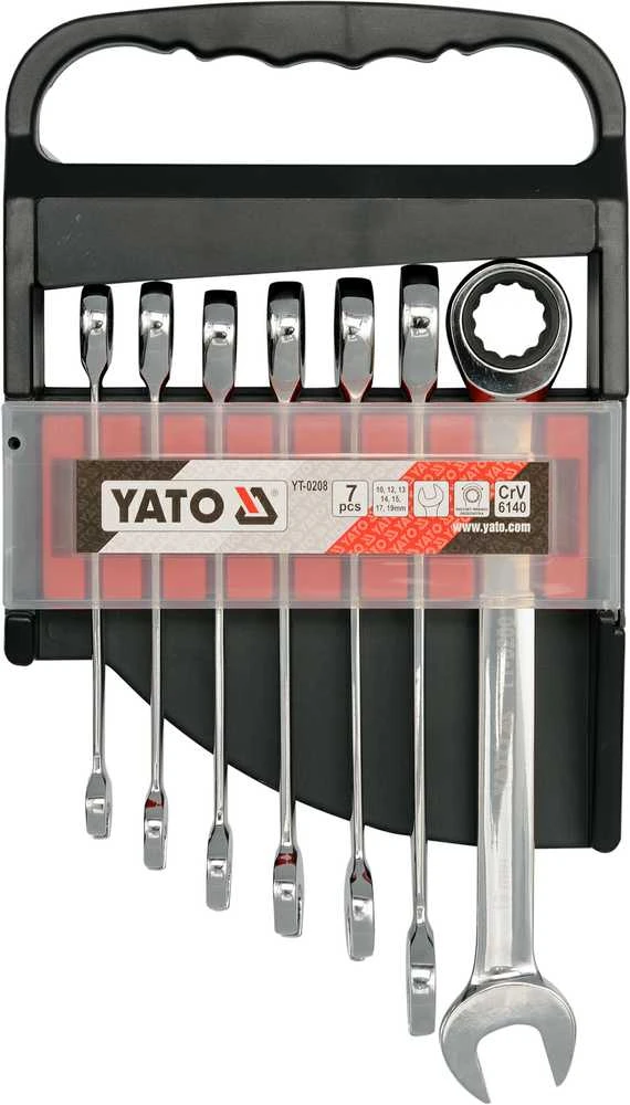 YATO kombinuotų terkšlinių raktų rinkinys 7vnt 10-19mm YT-0208
