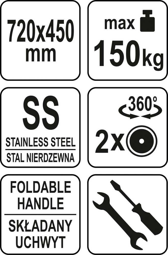Toya Sa Poland Transportavimo vežimėlis/platforma | nerūdijantis plienas | 720x450 mm (YG-09080)