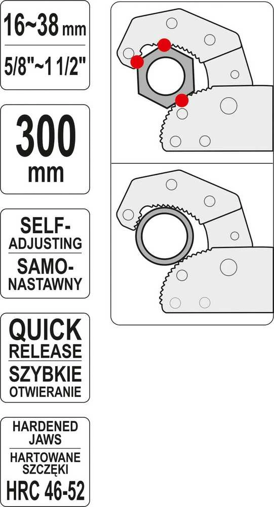 Yato Toya Sa Poland Universalus reguliuojamas veržliaraktis | 16-38 mm (YT-22005)