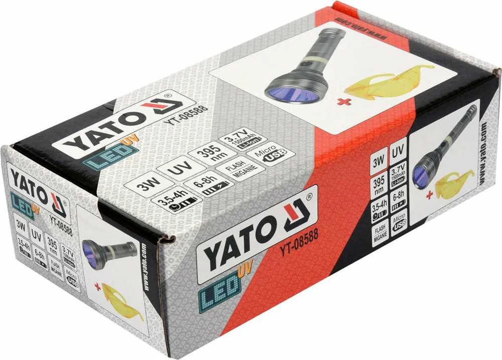 Yato Toya Sa Poland UV žibintuvėlis akumuliatorinis | LI-ION 3.7V | 1500 mAh + akiniai (YT-08588)