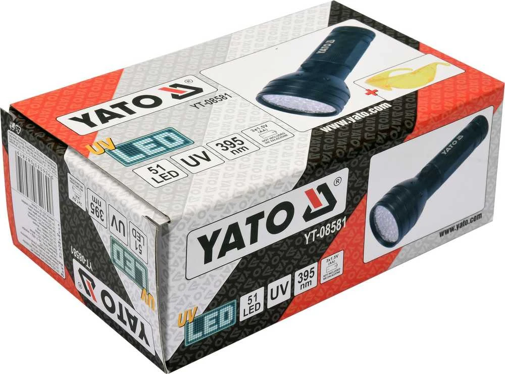 Yato Toya Sa Poland UV žibintuvėlis ir akiniai kondicionavimo sistemos nuotėkio aptikimui | UV 21 LED (YT-08581)