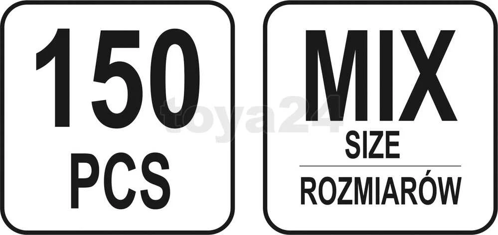 Toya Sa Poland YATO METRIC UŽDARYTA/KANTELĖS VERŽŠLĖS RINKINYS 150 vnt. M3, M4, M5, M6, M8, M10