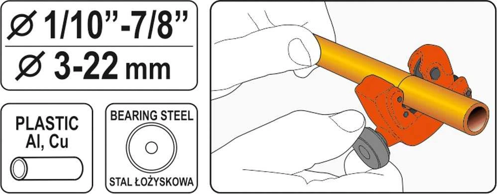 Yato Toya Sa Poland Vamzdelių pjoviklis mini | 3-22 mm (YT-22318)