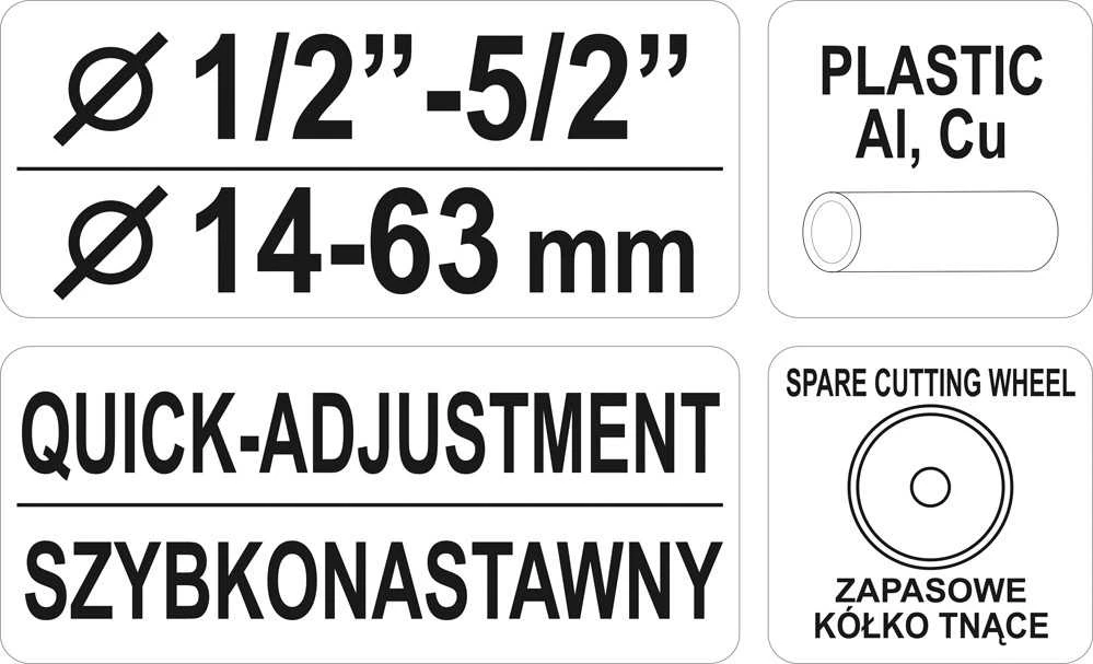 YATO GREITOS PRIEIGOS VARINIO VAMZDŽIO PJOVYKLĖ 14-63mm 2234