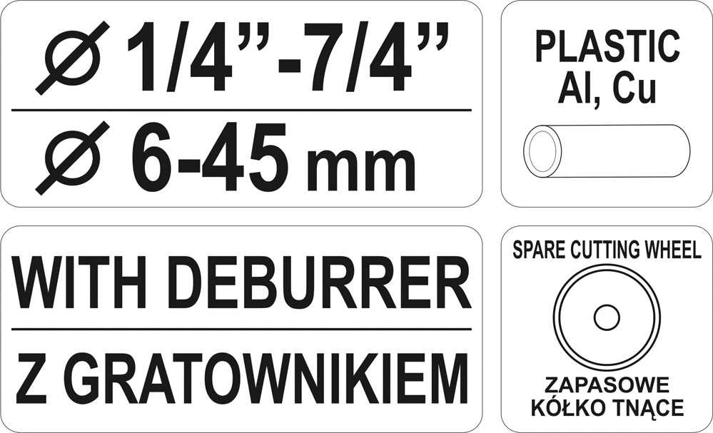 Žirklės PVC vamzdžiams Yato YT-2233; 6-45 mm