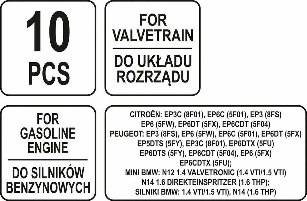 Yato Toya Sa Poland Paskirstymo blokavimo įrankių rinkinys PSA MINI 10 dalių (YT-06001)
