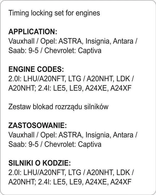 Yato Toya Sa Poland Variklio fiksavimo įrankių rinkinys | Opel / Saab / Chevrolet (YT-06027)