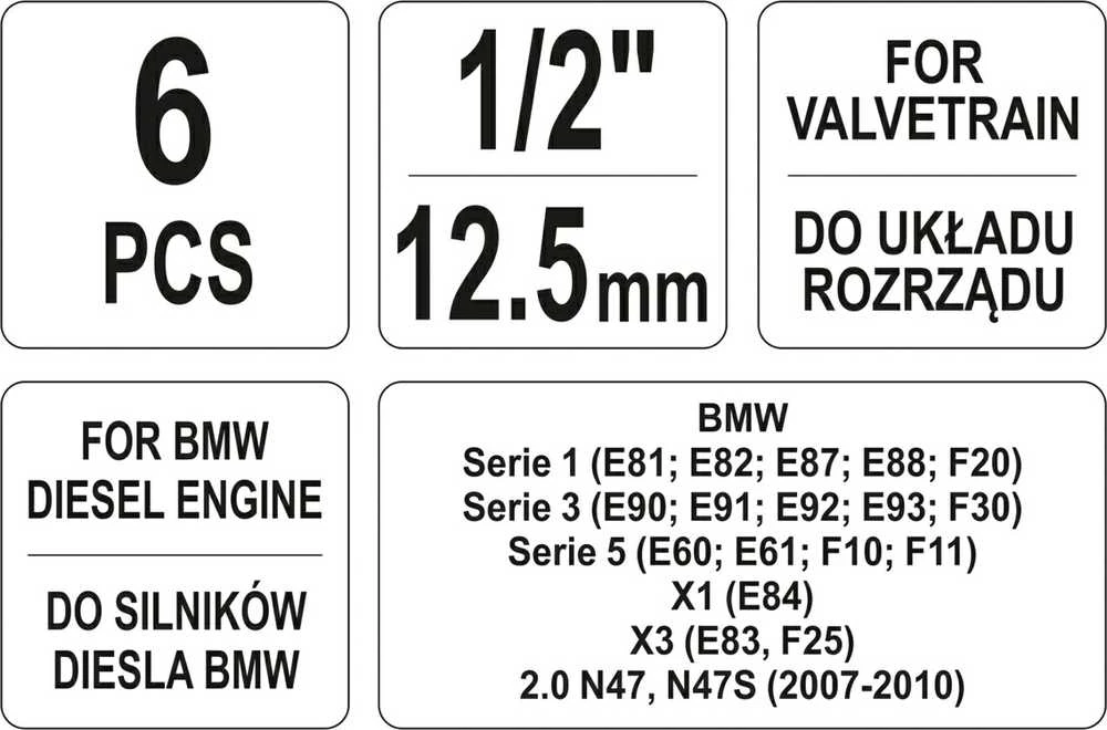Toya Sa Poland Variklio fiksavimo įrankių rinkinys | BMW N47, N47S, N57 (YT-06018)