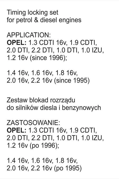 Toya Sa Poland Variklio fiksavimo įrankių rinkinys | Opel | Benzinas/Dyzelis | 29 vnt. (YT-06007)