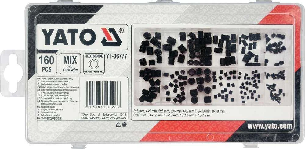 Yato Varžtelių be galvutės rinkinys Hex, 160 vnt., YT-06777
