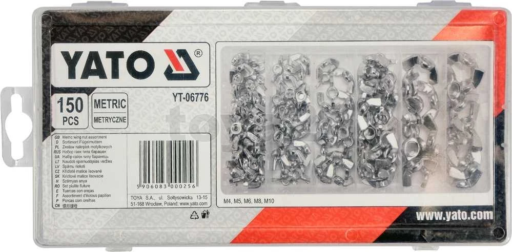 YATO drugelio formos veržlių rinkinys, metrinis, 150 vnt., mišinys