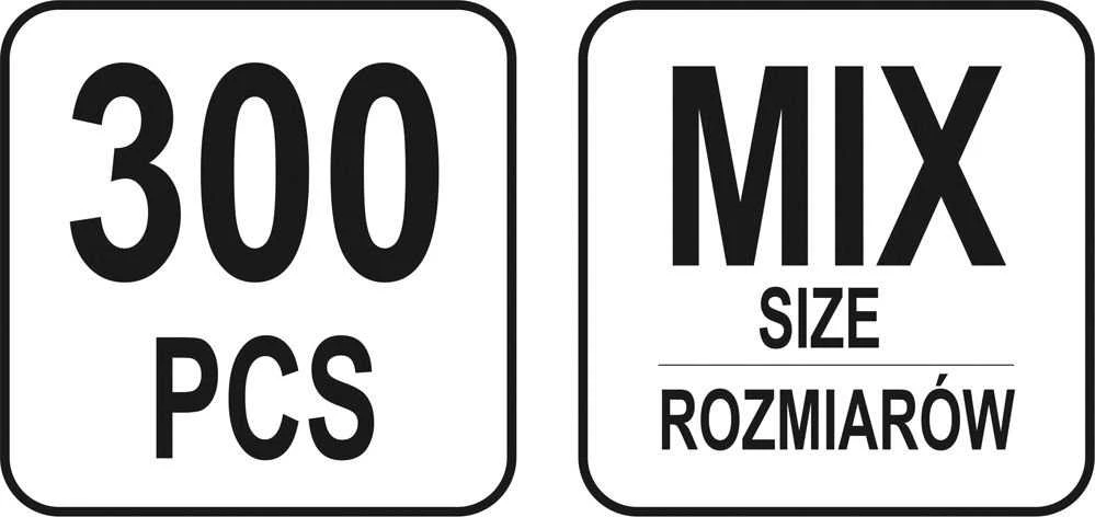 Toya Sa Poland YATO Rinkinys METRINĖ RIEŠTĖ 300 vnt. MIX M3, M4, M5, M6, M8, M10