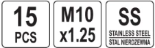 Toya Sa Poland Vieliniai indėklai sriegiui | Helikoliai | M10X1,25 mm | 15 vnt. (YT-176831)