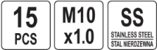 Yato Toya Sa Poland Vieliniai indėklai sriegiui | Helikoliai | M10X1,0 mm | 15 vnt. (YT-176821)