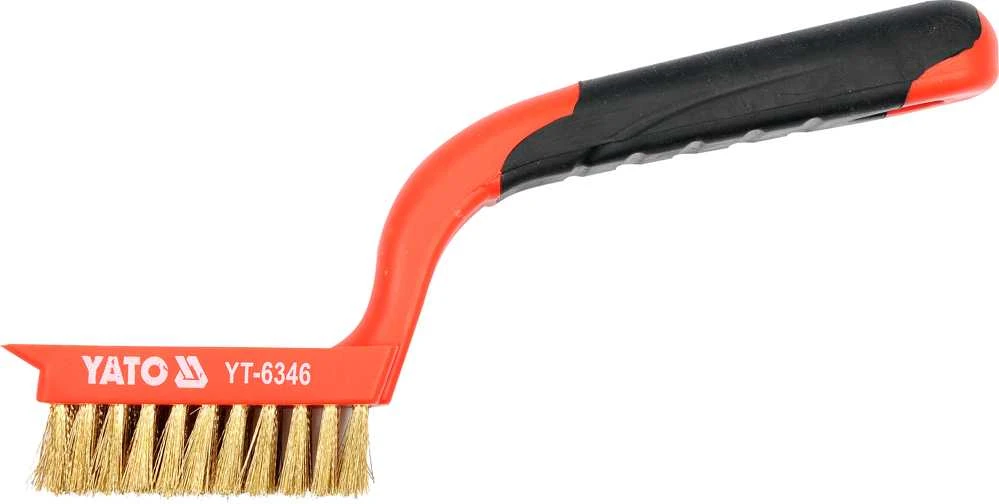 YATO 3 eilių vielinis šepetys 180 mm, plastikine rankena, žalvarine viela 6343