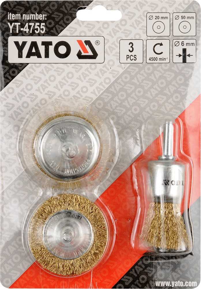 YATO Rinkinys SZCZOTEK Z TRZPIENIEM 3 vnt.. MOSIĄDZ 4755