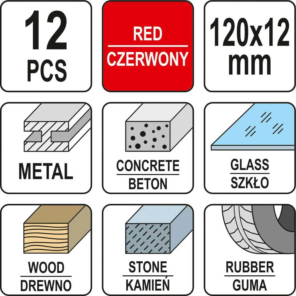 YATO KREDA TECHNICZNA 12szt. RAUDONA