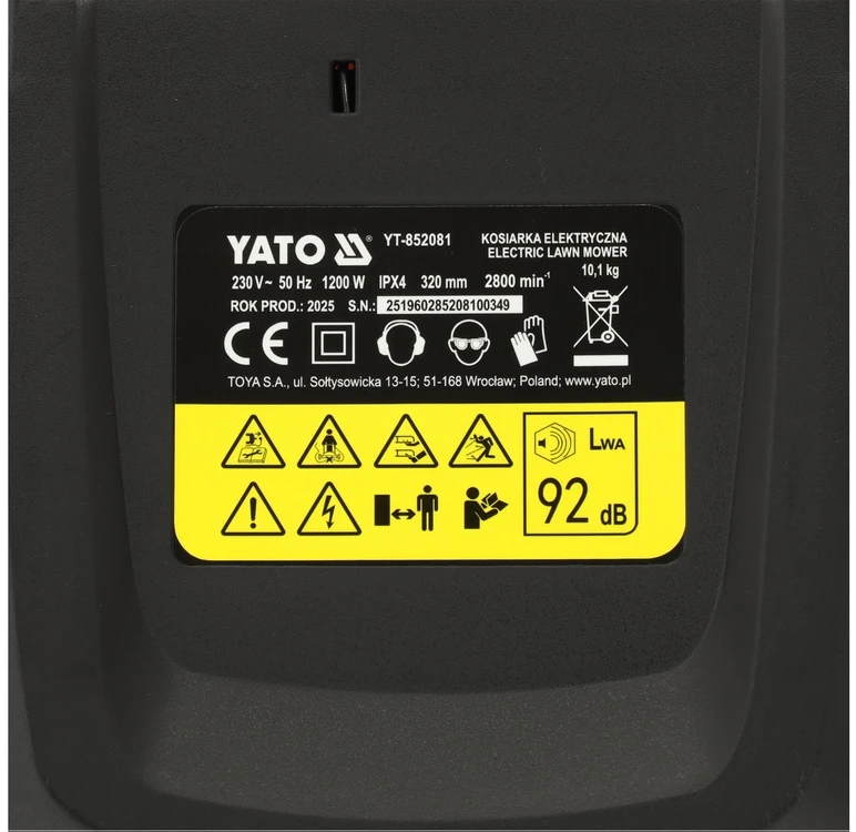 Yato Toya Sa Poland Žoliapjovė elektrinė | 1200W | 320 mm | 30 L (YT-852081)