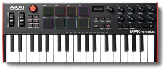 AKAI MPK Mini Play MK3 klaviatūra, juoda/raudona
