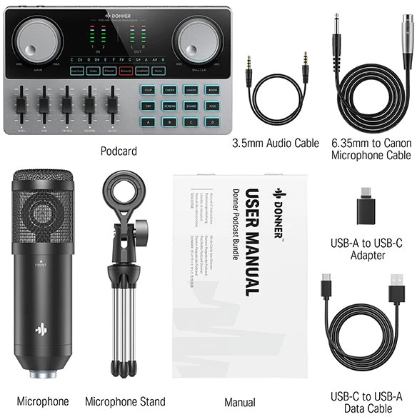 Donner Podcast Bundle komplektas podcast su mikrofonu