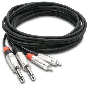 Hosa Kabelio žarnos lizdas 6,3 mm x2 - RCA (Cinch) x2 0,91m sidabrinė (HPR-003X2)