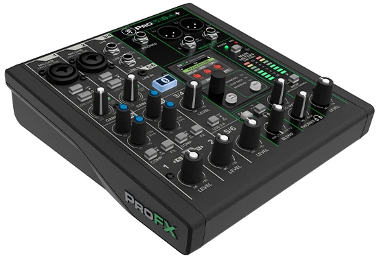 Mackie ProFX6v3+ garso mikserio viršutinė dalis