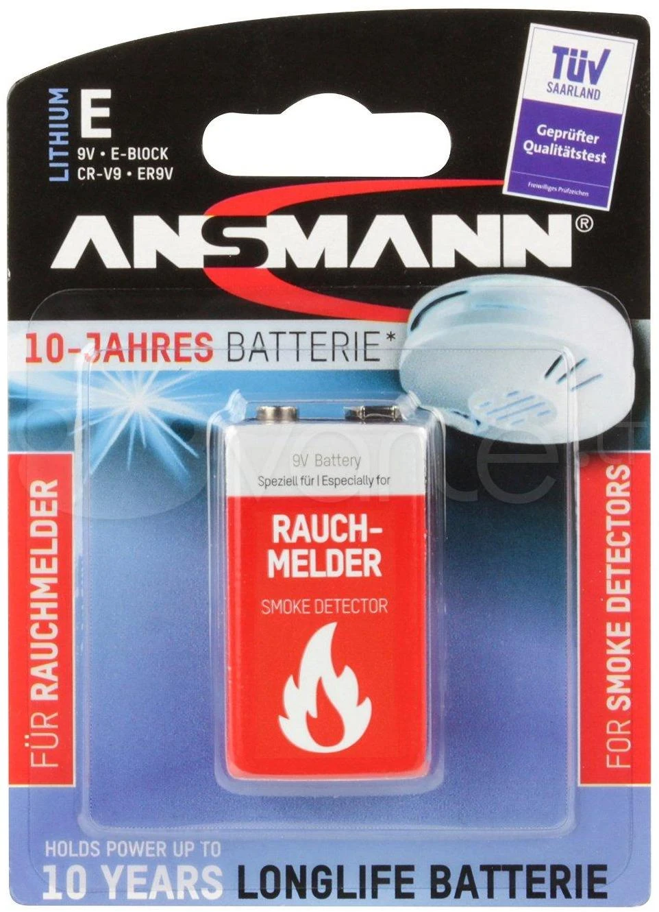 Ansmann 9V ličio baterija dūmų detektoriams