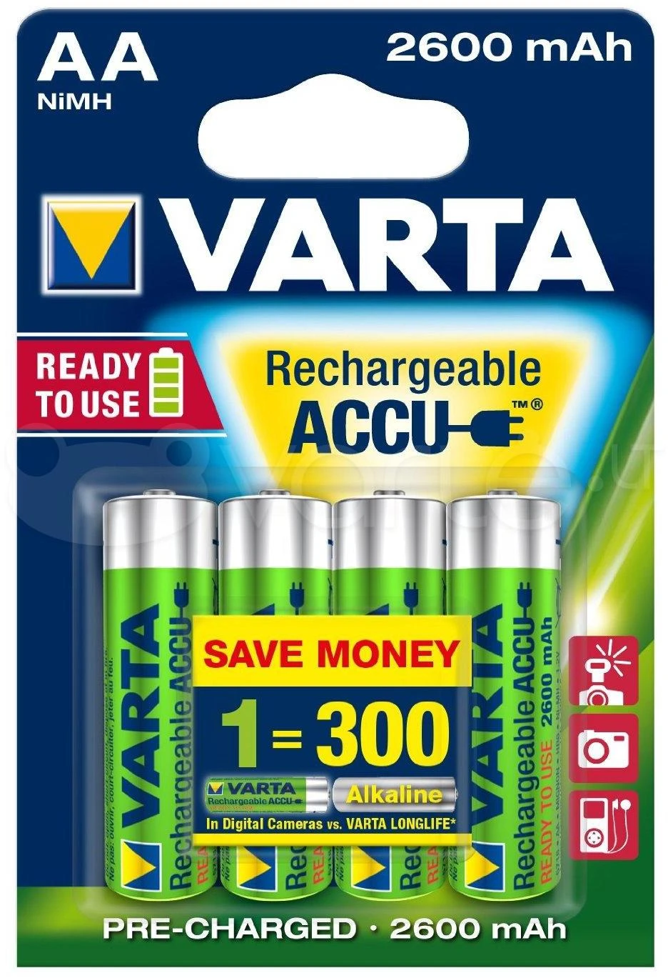 Įkraunami Elementai Varta AA R6 2600 mAh 5716 4 vnt. 