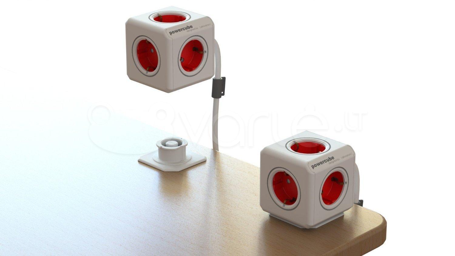 allocacoc PowerCube Extended 3 m incl. 3 m Cable red Type F