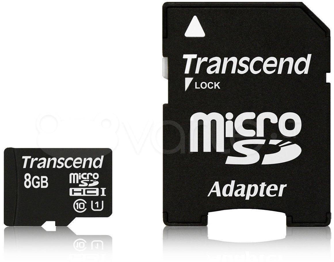 Atminties kortelė Transcend Micro SDHC 8GB 10 klasės UHS-I 400x + SD adapteris