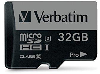 Verbatim Atminties kortelė Micro SD 32GB + adapter Pro U3 juodos spalvos 47041