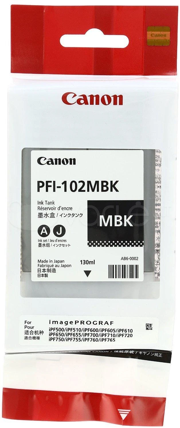 Rašalas Canon PFI102MB matte juodas pigment | 130ml | LP17/LP24/iPF500/iPF6XX