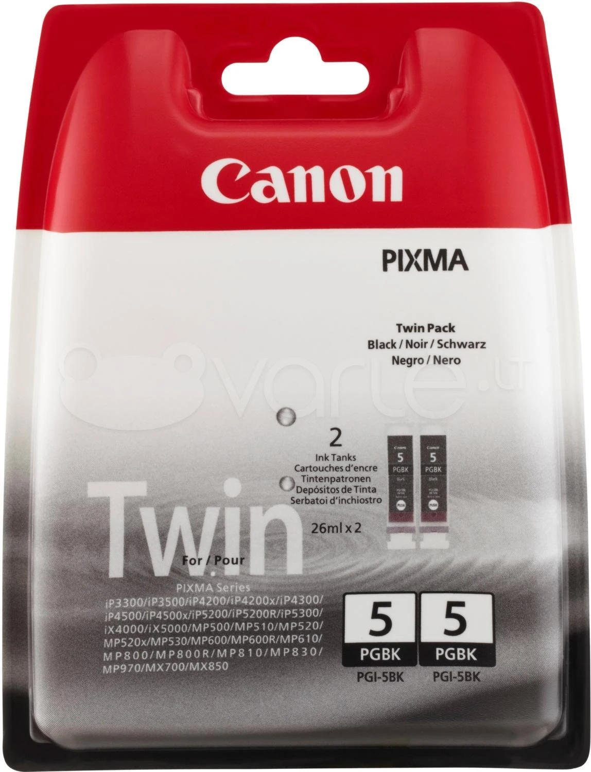 CANON PGI-5BK rašalo kasetė juoda standartinės talpos 2 pakuočių lizdinė plokštelė su signalizacija