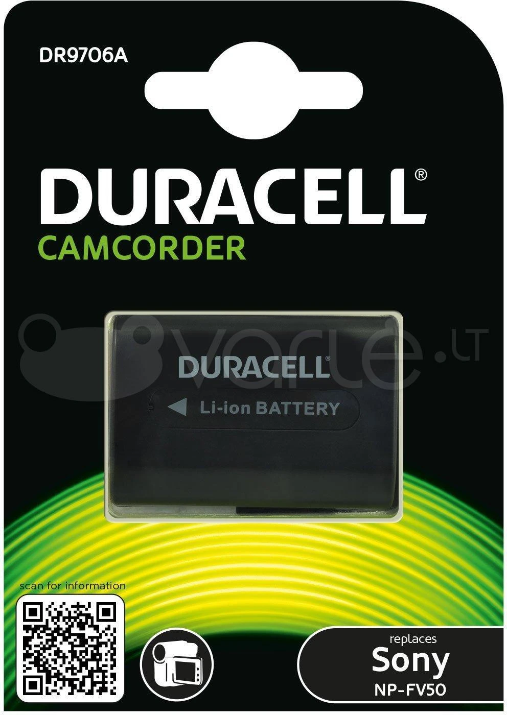 Duracell DR9706A kameros / vaizdo kameros su vaizdo magnetofonu baterija Ličio-jonų (Li-Ion) 650 mAh