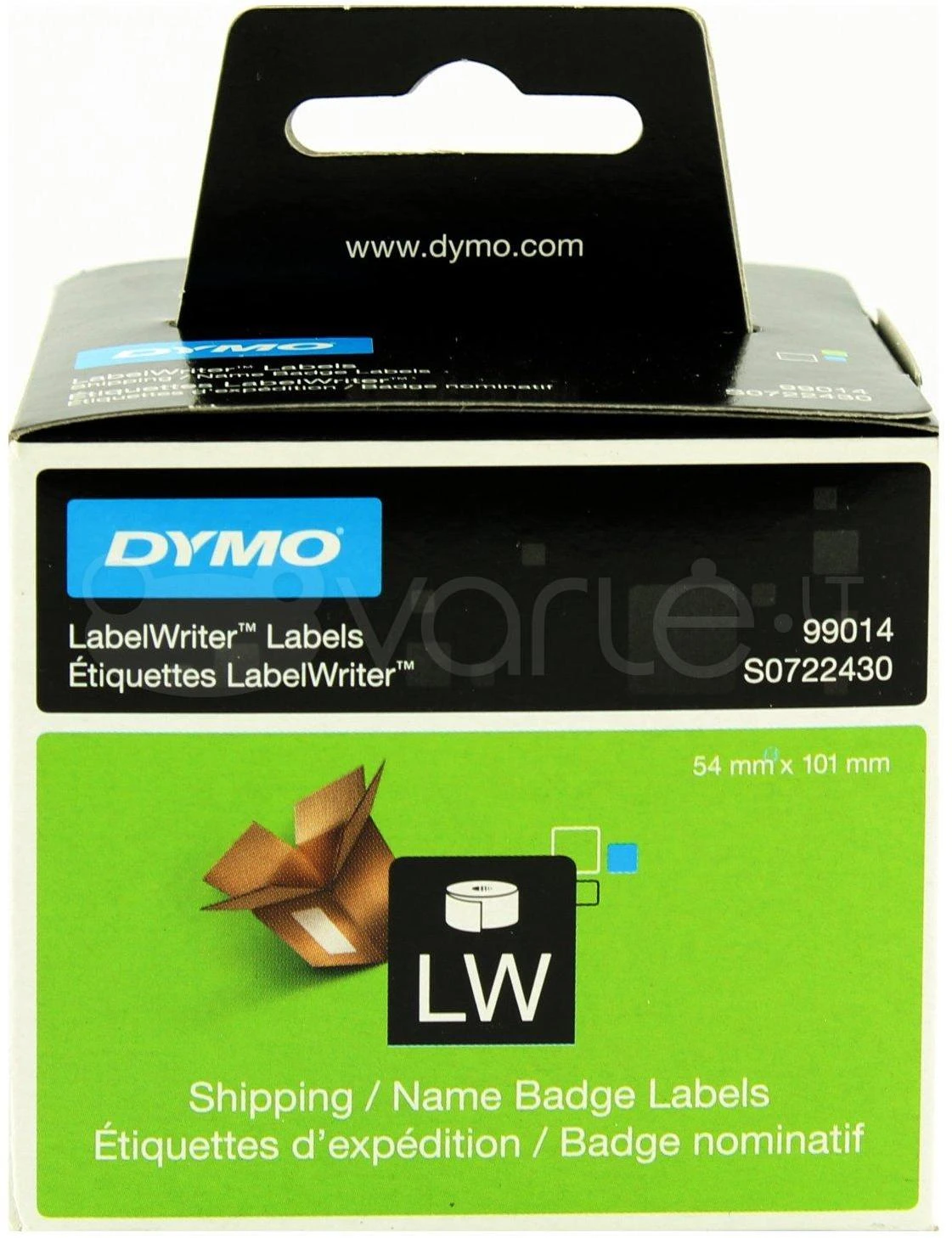 Dymo 99014 (S0722430) Etikečių ritinėlis Juodas on Baltas, 54mm x 101mm, 220 Lipdukų