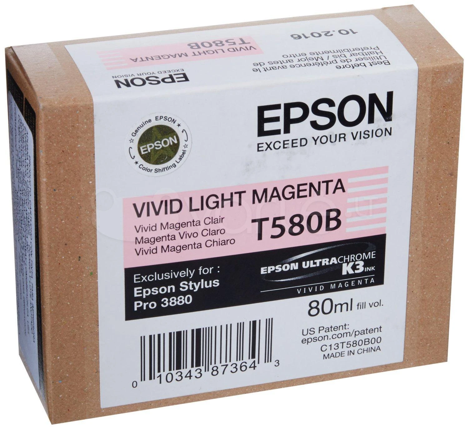 Epson rašalo kasetė Vivid Light Magenta, skirta Stylus PRO 3800, 80ml | Epson