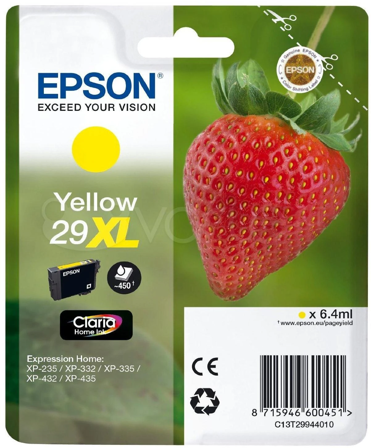 Epson No.29XL (C13T29944012), geltona kasetė
