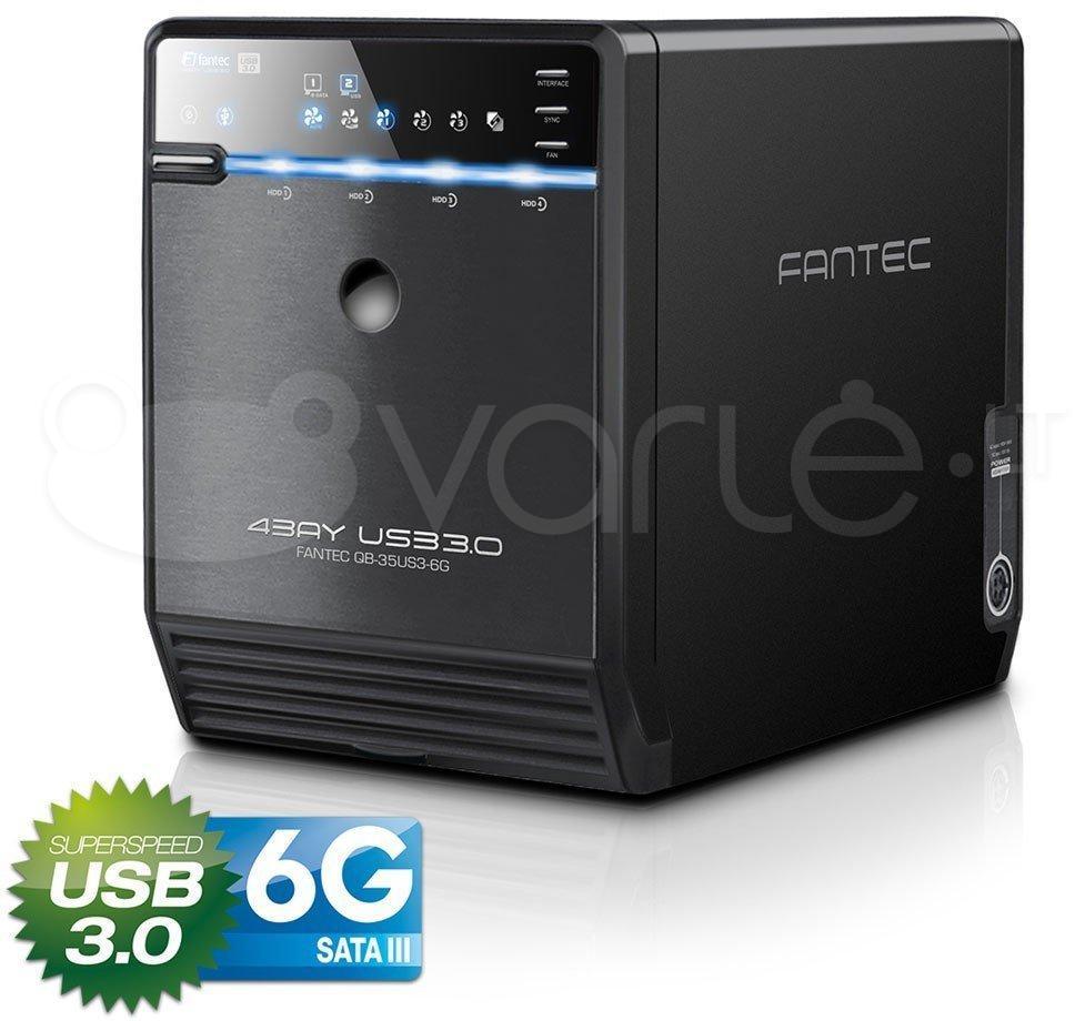 Kietasis diskas FANTEC QB-35US3-6G juodas 4x3,5 SATA HDD USB3.0 eSATA