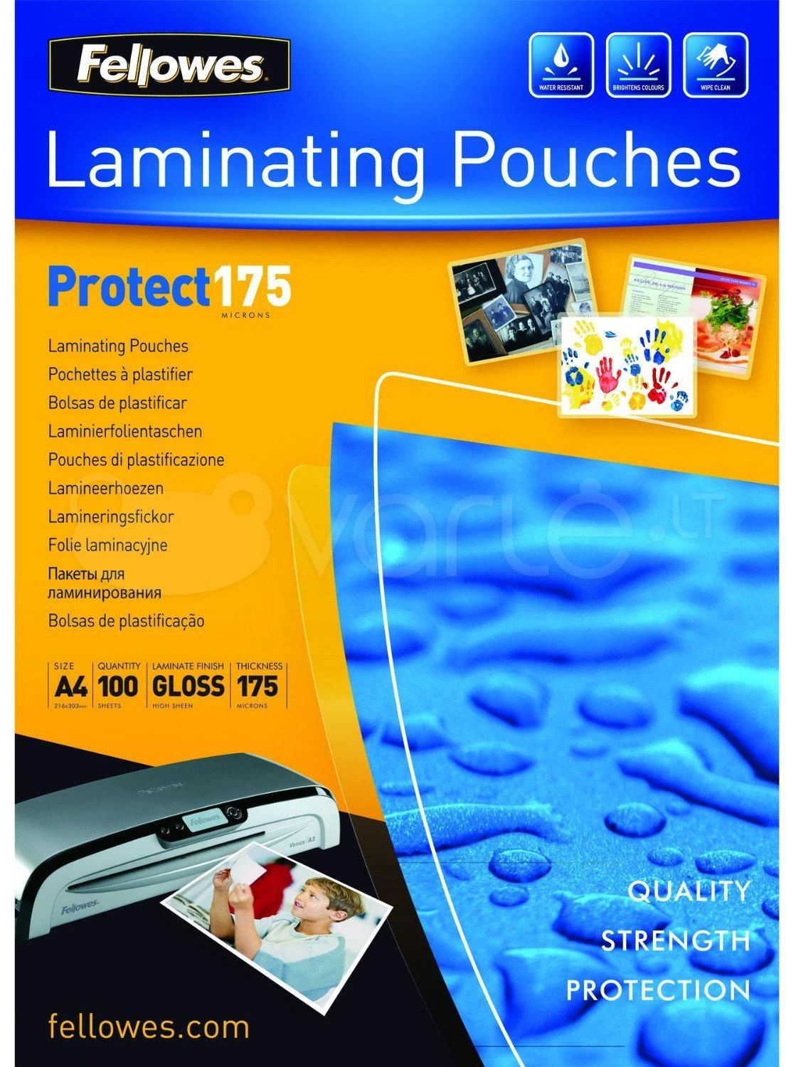 Fellowes A4 blizgus 175 mikronų laminavimo maišelis - 100 pak