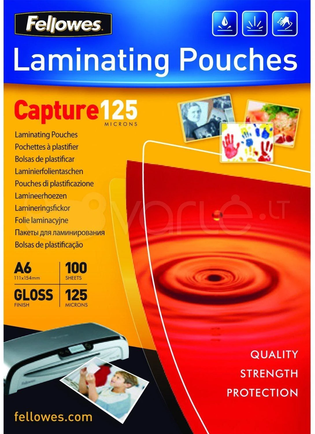 Fellowes Laminavimo popierius A6 Glossy 125micron